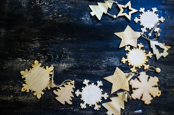 Christmas wooden snowflakes — Stock Photo, Image
