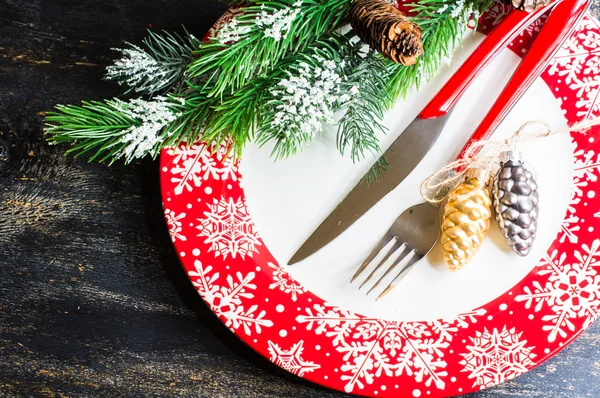 Weihnachtstisch gedeckt — Stockfoto