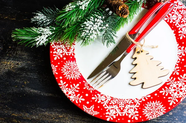 Configuração de mesa de tempo de Natal — Fotografia de Stock