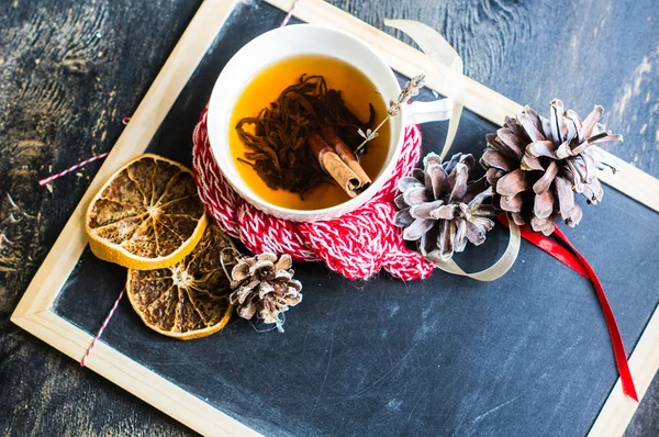 Christmas cup of tea — Stock Photo, Image