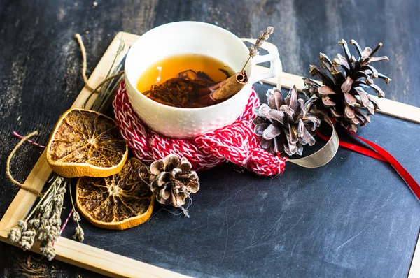 Christmas cup of tea — Stock Photo, Image