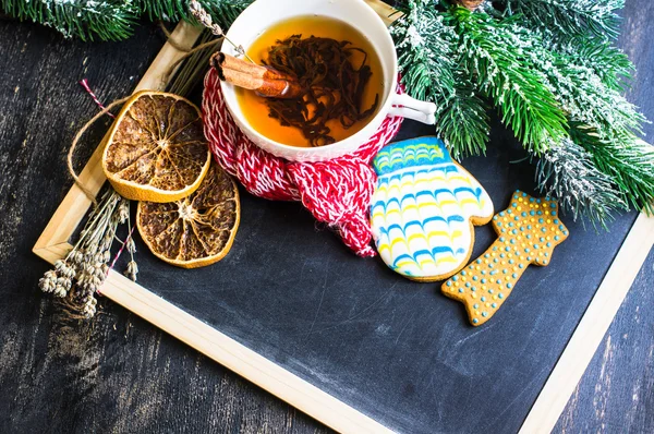 Weihnachten Tasse Tee — Stockfoto