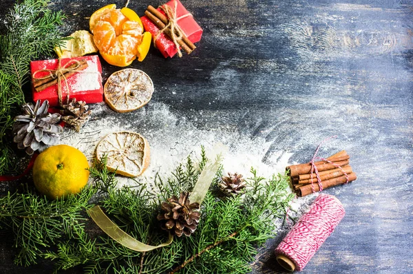 Weihnachtsrahmen mit Schnee — Stockfoto