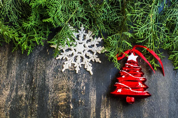 Moldura de Natal com árvore de Natal e decoração — Fotografia de Stock