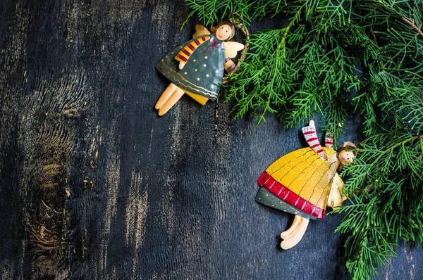 Moldura de Natal com árvore festiva — Fotografia de Stock