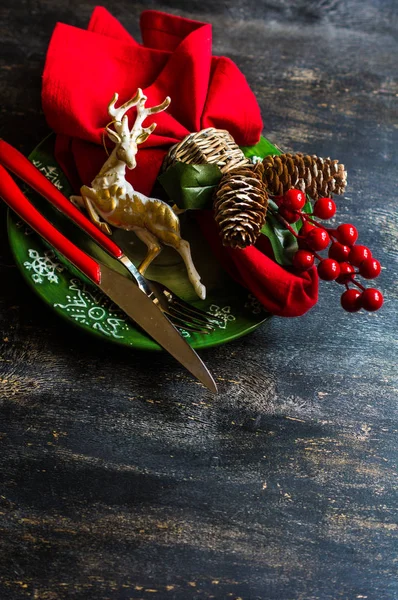 Rustik dukningen för julafton — Stockfoto