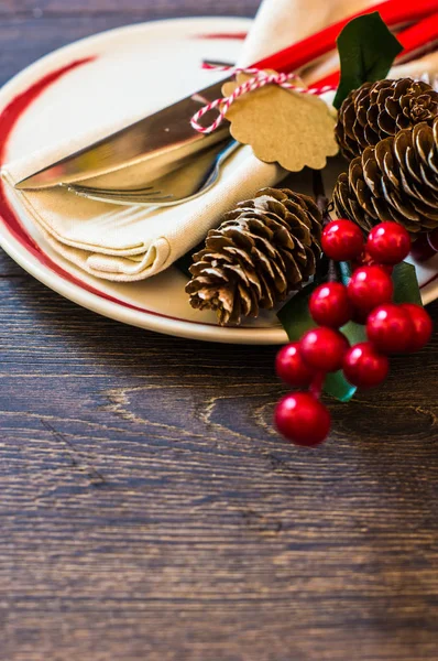 크리스마스 이브에 대 한 소박한 테이블 설정 — 스톡 사진