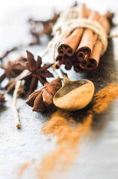 Dessert spices on dark background — Stock Photo, Image