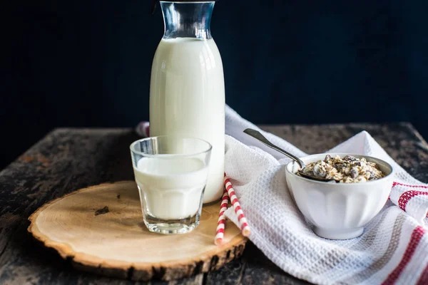 Healthy food on rustic table — Stock Photo, Image