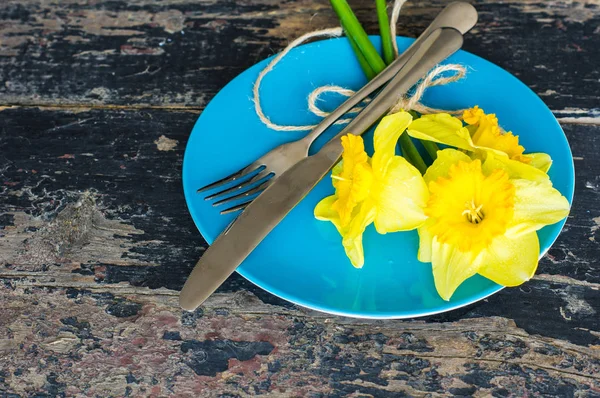 Våren koncept med gul påsklilja blommor — Stockfoto