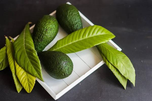Frutti di avocado sul tavolo scuro — Foto Stock