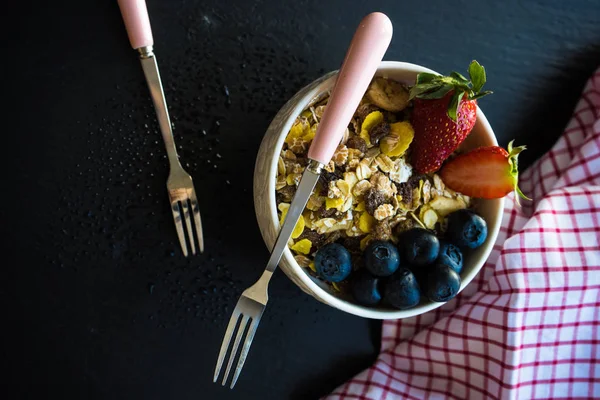 Hälsosam frukost koncept — Stockfoto