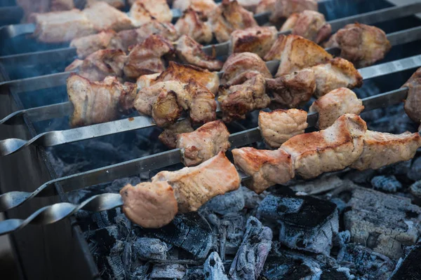 Georgiano mtsvadi en la parrilla — Foto de Stock