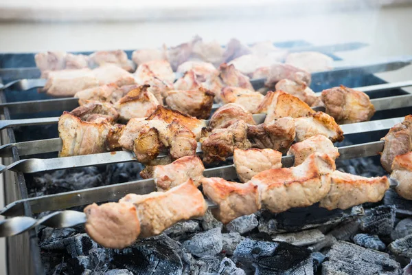 Georgiano mtsvadi en la parrilla — Foto de Stock