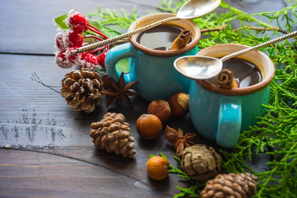 Concetto natalizio con tazza di caffè — Foto Stock