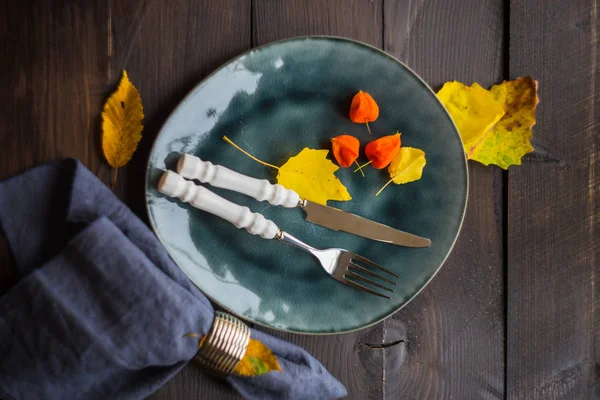 Herbstliche Tischdekoration — Stockfoto