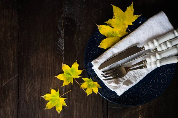 Höstlig koncept med gula blad — Stockfoto