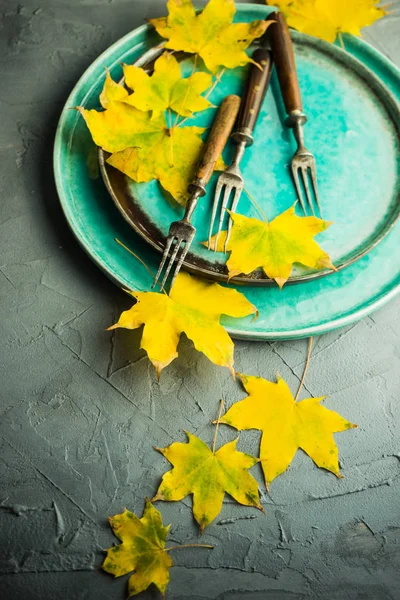 Höstlig koncept med gula blad — Stockfoto