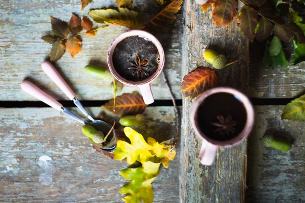 Conceito outonal com folhas amarelas — Fotografia de Stock