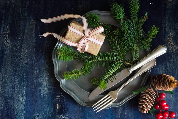 Kerst tafel dekken — Stockfoto