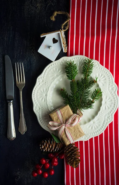 Christmas table setting — Stock Photo, Image