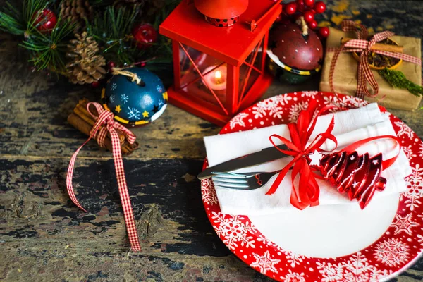 Cenário de mesa de Natal — Fotografia de Stock