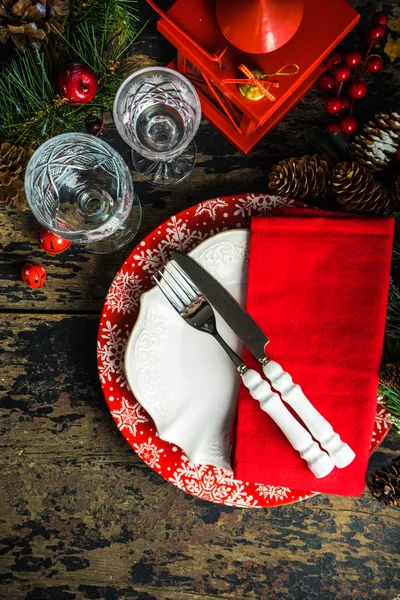 Kerst tafel dekken — Stockfoto