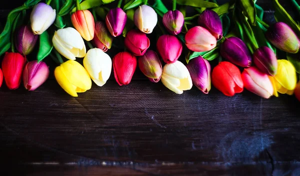 Velikonoční koncept s tulipány a vejce — Stock fotografie