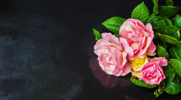 Літня квіткова рамка з трояндами — стокове фото