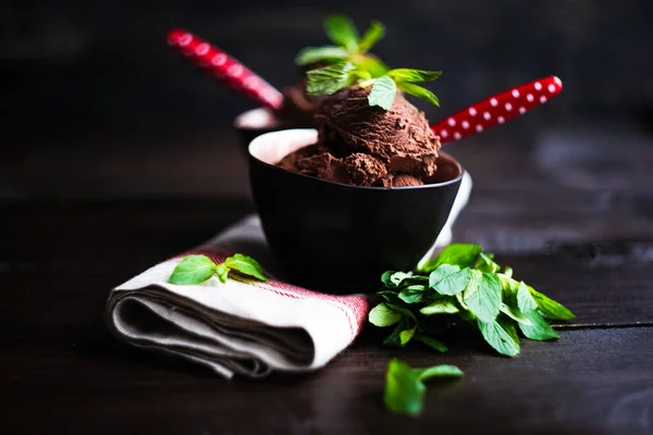 ミントとチョコレートのデザート — ストック写真