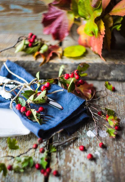 Herbstliche Tischdekoration — Stockfoto