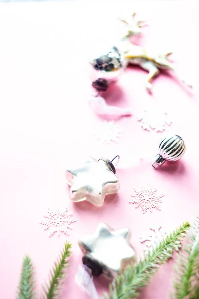 Kerstkaart concept met decor en kopieerruimte — Stockfoto