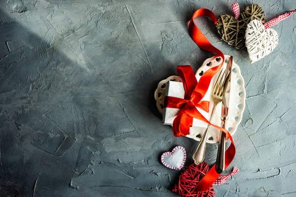 St. Valentine day table setting — Stock Photo, Image