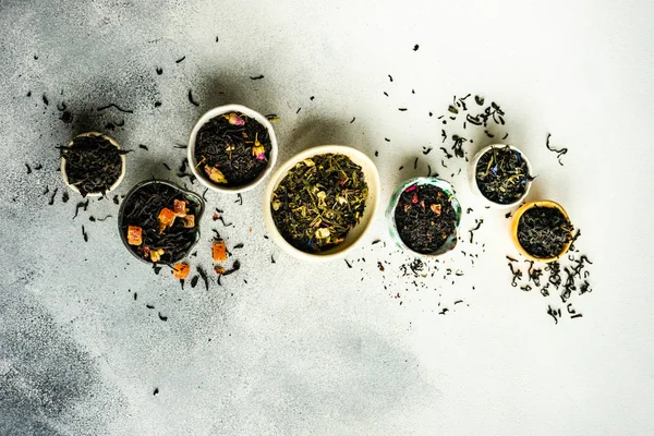 Tea varieties on stone background — Stock Photo, Image