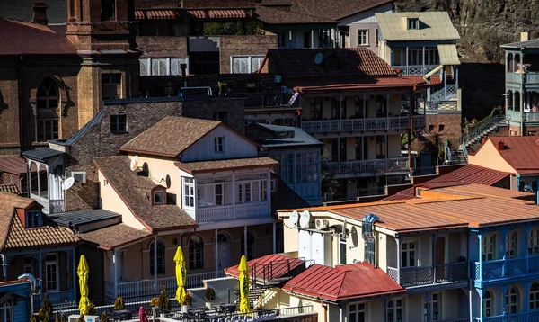 Cityscape Old Part Tbilisi Downtown Travel Card Concept — Stock Photo, Image