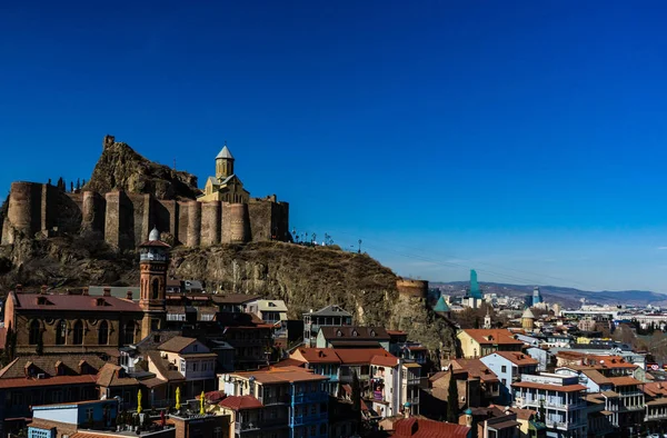 Stadsgezicht Van Het Oude Deel Van Binnenstad Van Tbilisi Als — Stockfoto