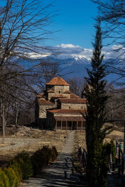 Célèbre Monument Géorgien Médiéval Dzveli Vieux Monastère Shuamta Dans Région — Photo