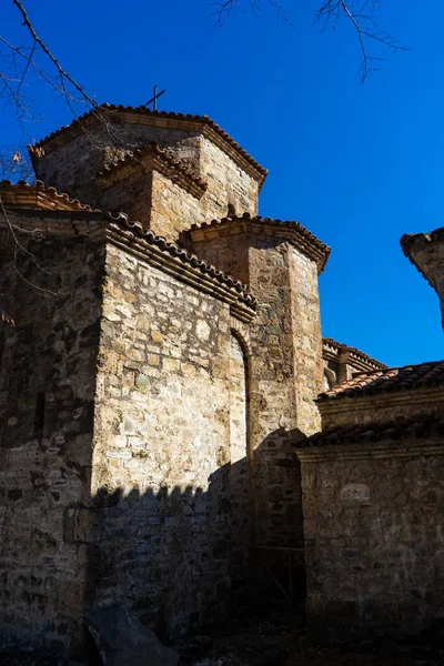 Famoso Monumento Medieval Georgiano Dzveli Antiguo Monasterio Shuamta Región Kakheti —  Fotos de Stock