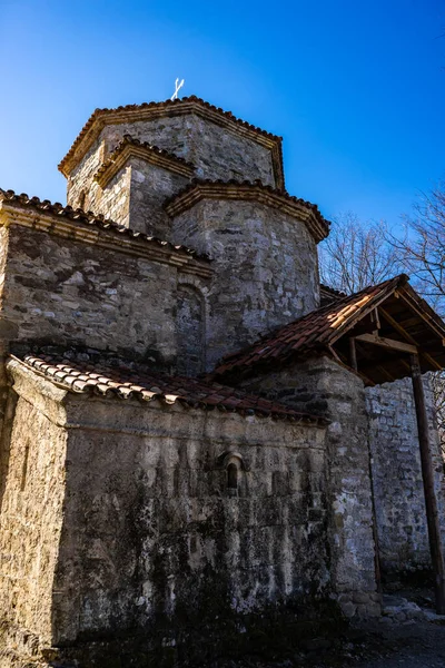 Berömda Georgiska Medeltida Landmärke Dzveli Eller Old Shuamta Kloster Kakheti — Stockfoto