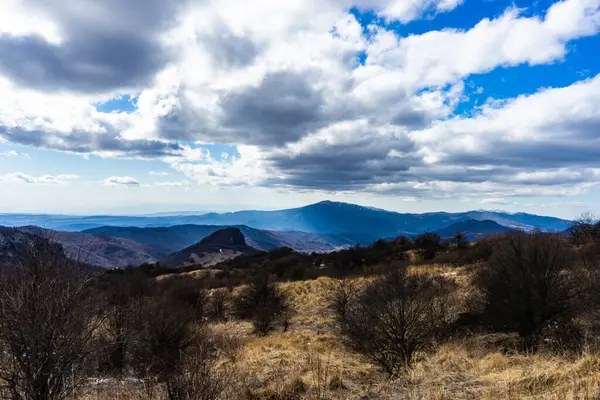 Kända Landskap Gombori Pass Kaukasus Berg Vägen Från Tbilisi Till — Stockfoto