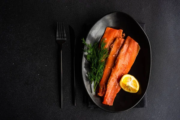 Healthy Eating Concept Herring Fish Dill Lemon Served Plate — Stock Photo, Image