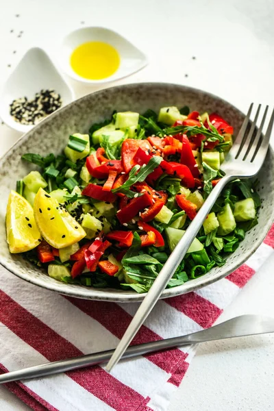 Biologische Groentesalade Als Gezond Dinerconcept — Stockfoto