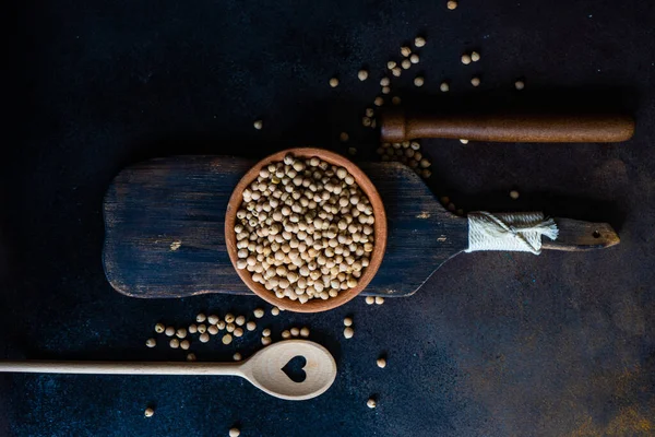 Raw Chickpeas Bowl Organic Food Concept — Stock Photo, Image