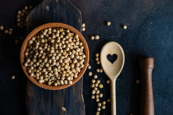 Raw Chickpeas Bowl Organic Food Concept — Stock Photo, Image