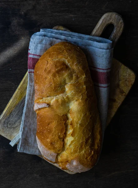 Υγιεινή Διατροφή Φρεσκοψημένο Ψωμί Χωρίς Γλουτένη Ξύλινο Φόντο Χώρο Αντιγραφής — Φωτογραφία Αρχείου