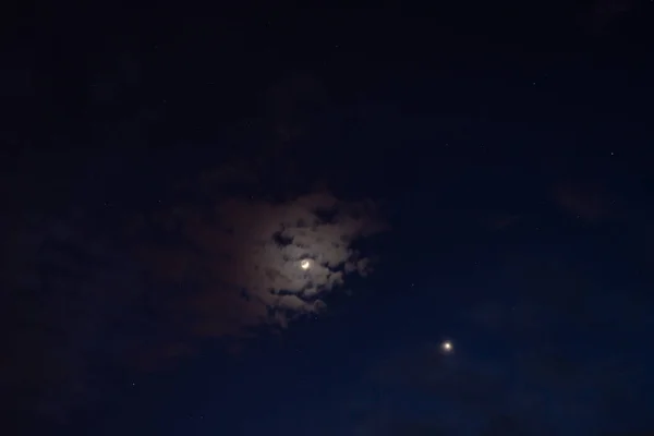 Gece Gökyüzü Arka Planı Venüs Gezegeni Koyu Mavi Gökyüzündeki Yıldızlar — Stok fotoğraf