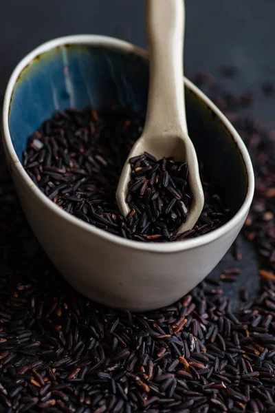 Organic Cooking Concept Black Rice — Stock Photo, Image