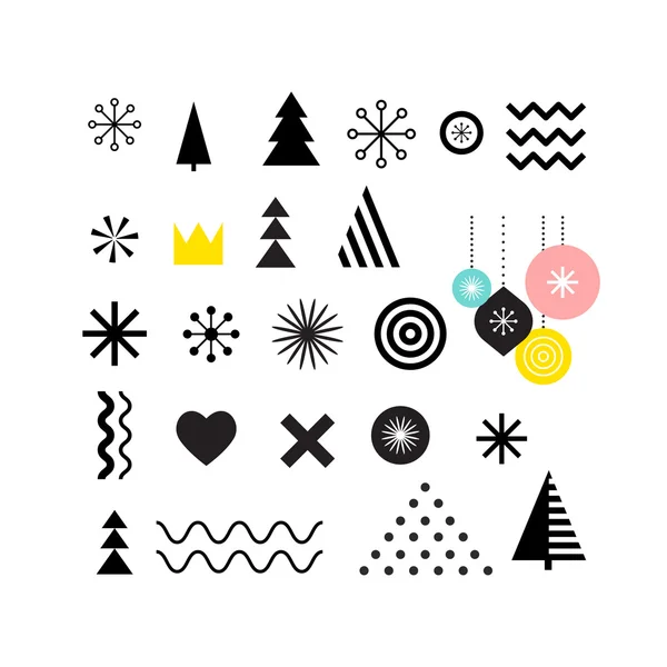 Boże Narodzenie abstrakcyjne kształty geometryczne, elementy sztuki, styl skandynawski wzór — Wektor stockowy