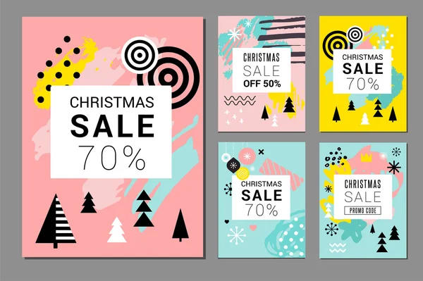 Kerst Sale achtergronden, mobiele thema. Modern ontwerp voor card, uitnodiging, affiche, folder — Stockvector