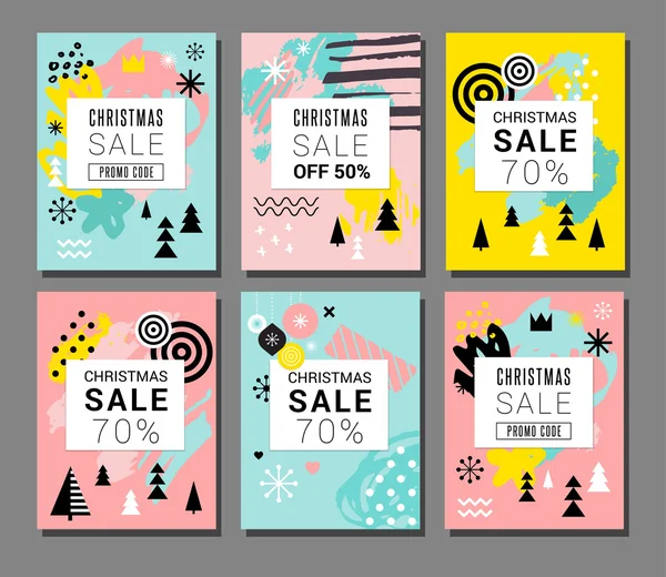 Vente de Noël milieux, thème mobile. Design moderne pour affiche, carte, invitation, flyer — Image vectorielle